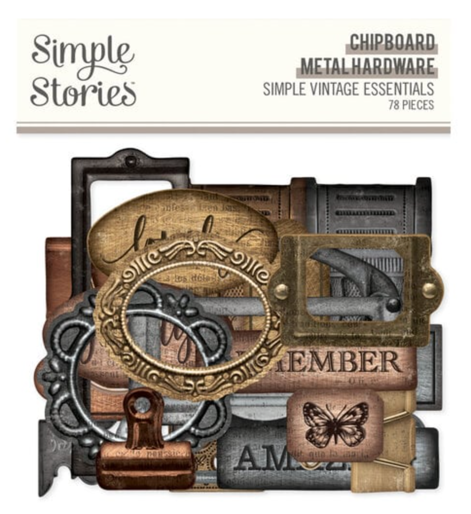 Simple Stories Chipboard Metal Hardware (78 pcs) – Mindless Crafting