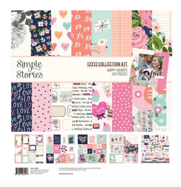 pink scrapbook paper with heart theme 6 patterns 40 sheets: double