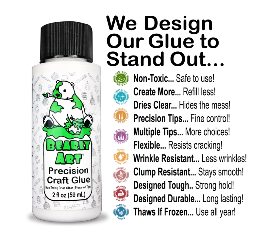 Bearly Art Craft Glue Mini 2 Ounce Bottle - Prickley Pear Stamps